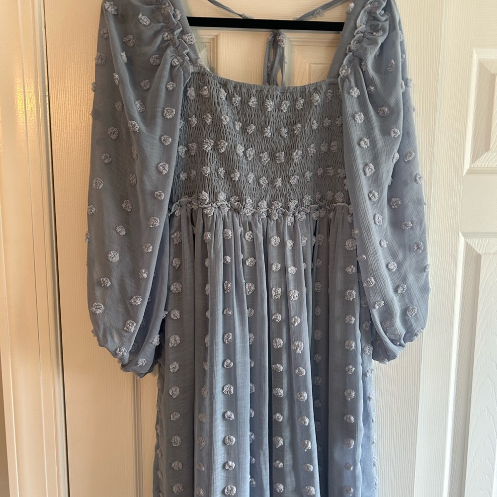 Elegant Blue Textured Maternity Dress